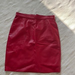 Vintage genuine leather, red mini skirt